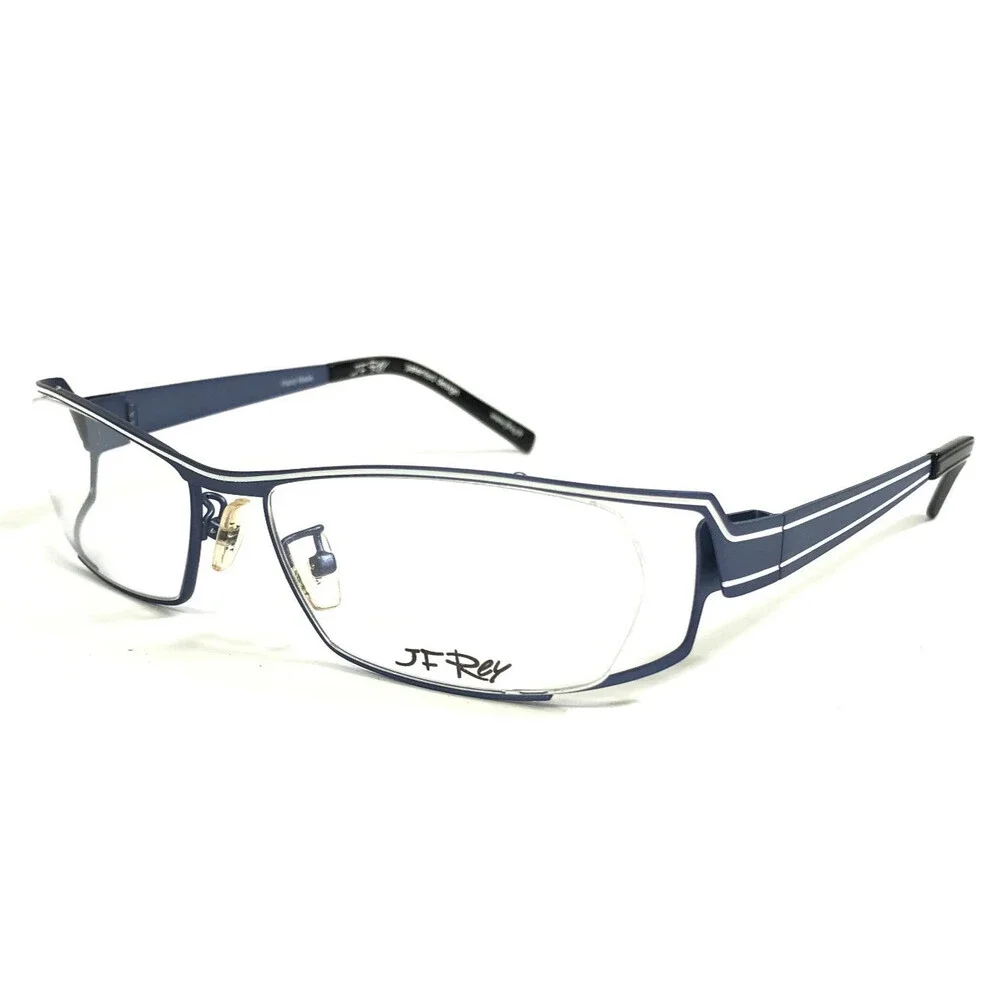 J.F. Rey Eyeglasses Frames JF2565 2110 Matte Ice Blue White Semi Rim 56-16-120